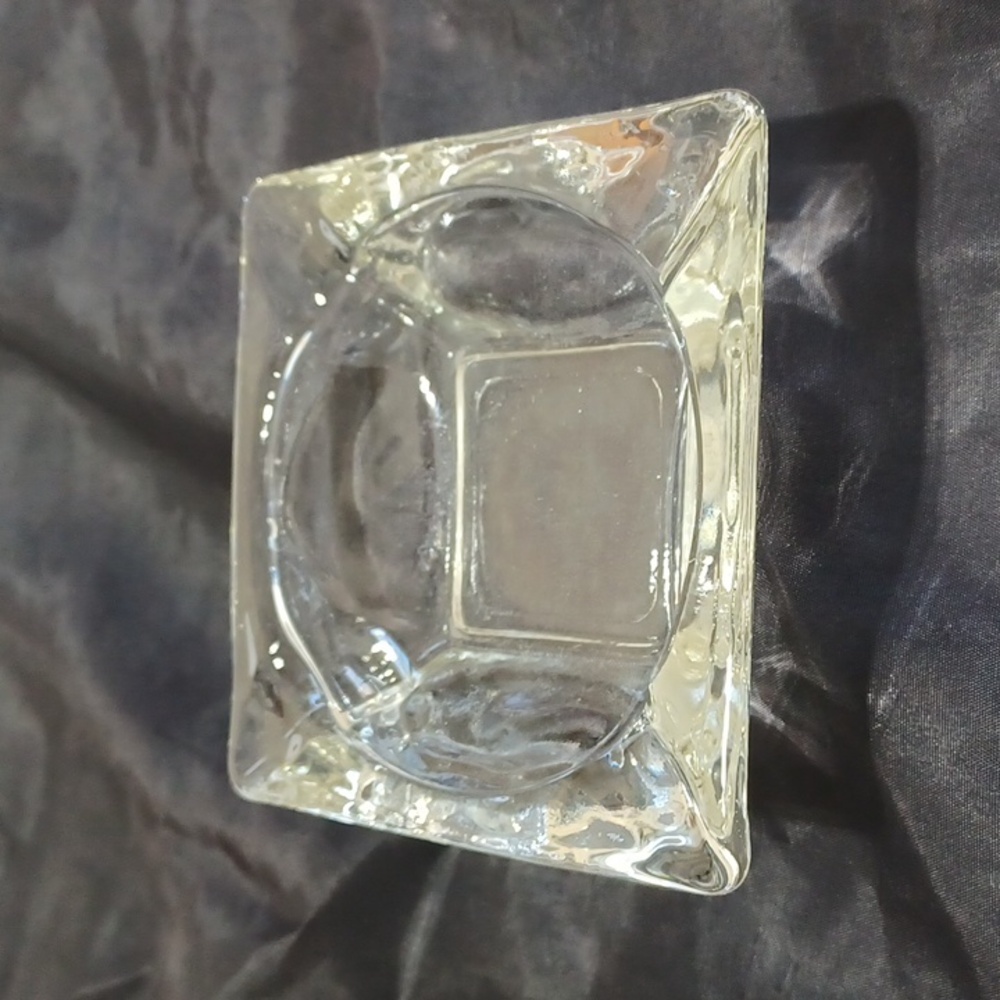 Clear Glass Geometric Square MCM Ashtray by Anchor Hocking USA